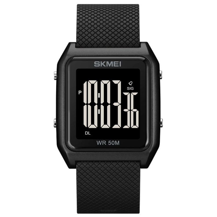 SKMEI 1866 Square Large Screen Men Steel Belt Multi-function Night Light Alarm Clock Watch(Black Black Machine) - free shipping - PMC TechLife - Order now!
