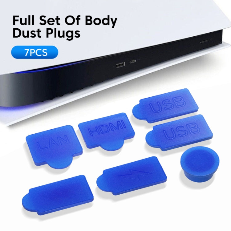 For PS5 2sets 7pcs/Set Dust Plug Silicone Dust Protector Anti-Dust Cover(Blue) - PS5 Spare Parts by PMC TechLife | Online Shopping South Africa | PMC TechLife