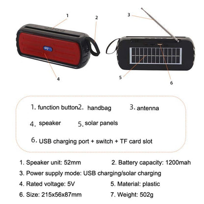 BAIJIALI SY-918 Solar Emergency Radio Read U Disk Large Volume Speaker LED Light Portable Player(Black) - Radio Player by BAIJIALI | Online Shopping South Africa | PMC Jewellery | Buy Now Pay Later Mobicred