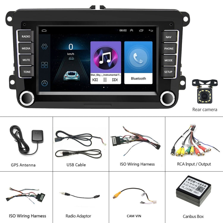 A2742 For Volkswagen 7-inch 1+16G Android Car Navigation Central Control Large Screen Player With Wireless CarPlay Standard+12Lights Camera - Car MP3 & MP4 & MP5 by PMC Jewellery | Online Shopping South Africa | PMC Jewellery | Buy Now Pay Later Mobicred