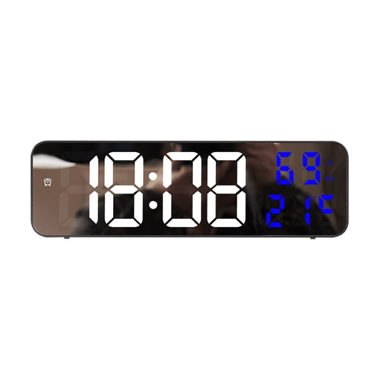 671  Mirror Screen Digital LED Alarm Clock USB Plug-in/Battery Dual-use With Temperature/Humidity Display(Black Shell White Blue) - Alarm Clocks by PMc TechLife | Online Shopping South Africa | PMc TechLife | Buy Now Pay Later Mobicred