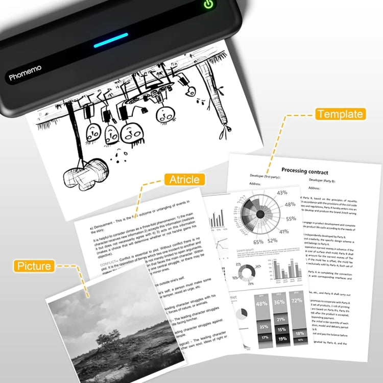 Phomemo M832 300dpi Wireless Thermal Portable Printer, Size: Letter Version(Gray) - free shipping - PMC TechLife - Order now!