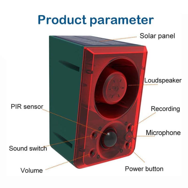 N911N Solar Alarm Infrared Sensor Sound And Light Blast Warning Light Animal Repeller(English Version) - Alarm System by PMC TechLife | Online Shopping South Africa | PMC TechLife