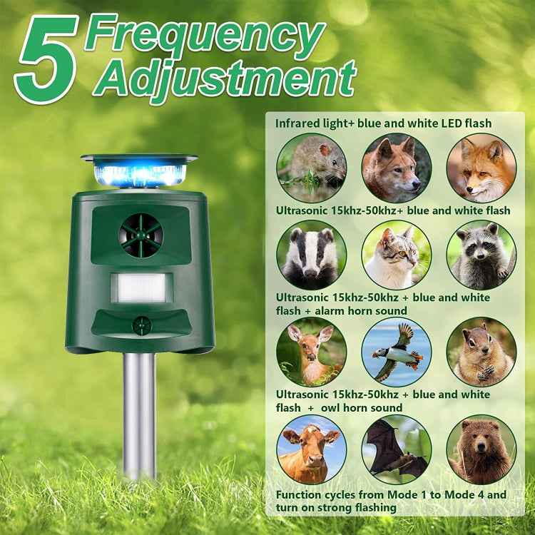 SK698 Solar Powered Animal Repeller 360 Degree Strobe Light Bird Repeller Ultrasonic Rat Repeller(Green) - Outdoor Insect Repellent by PMC Jewellery | Online Shopping South Africa | PMC Jewellery | Buy Now Pay Later Mobicred