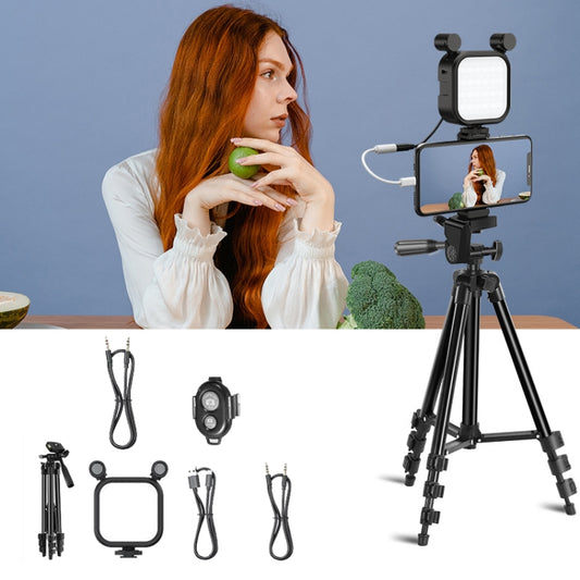 KIT-15LM Tripod Fill Light With Microphone Vlogging Kit  For Live Phone Recording(Black) - Stand by PMC Jewellery | Online Shopping South Africa | PMC Jewellery | Buy Now Pay Later Mobicred