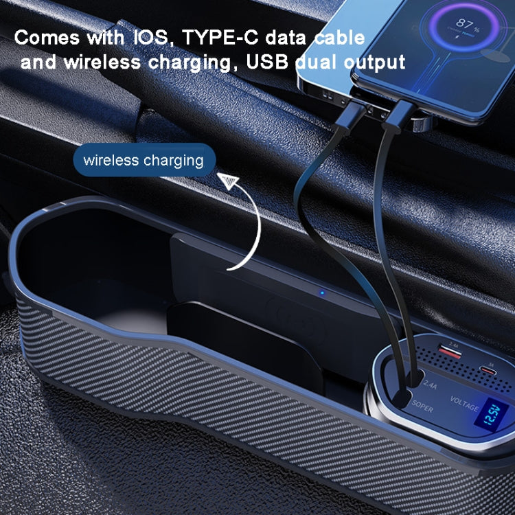 Vehicle Seat Gap Storage Box Organizer Front Seat Console Side Pocket ,Spec: Wireless Charging Ordinary  Wire - Stowing Tidying by PMC TechLife | Online Shopping South Africa | PMC TechLife | Buy Now Pay Later Mobicred