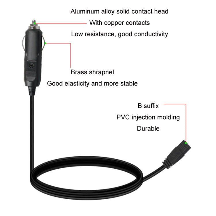 12V/24V Car Refrigerator Cable B Suffix Cigarette Lighter Plug Power Cord, Length: 1m Without Switch - Refrigerators by PMC Jewellery | Online Shopping South Africa | PMC Jewellery | Buy Now Pay Later Mobicred