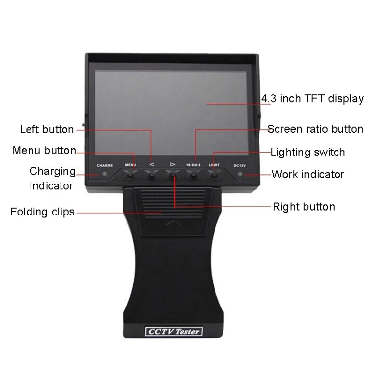 JSK-4300B 4.3 inch Handheld 12V Output Network Cable Monitoring Tester(With AU Plug Power Adapter) - Other Tools by PMC Jewellery | Online Shopping South Africa | PMC Jewellery