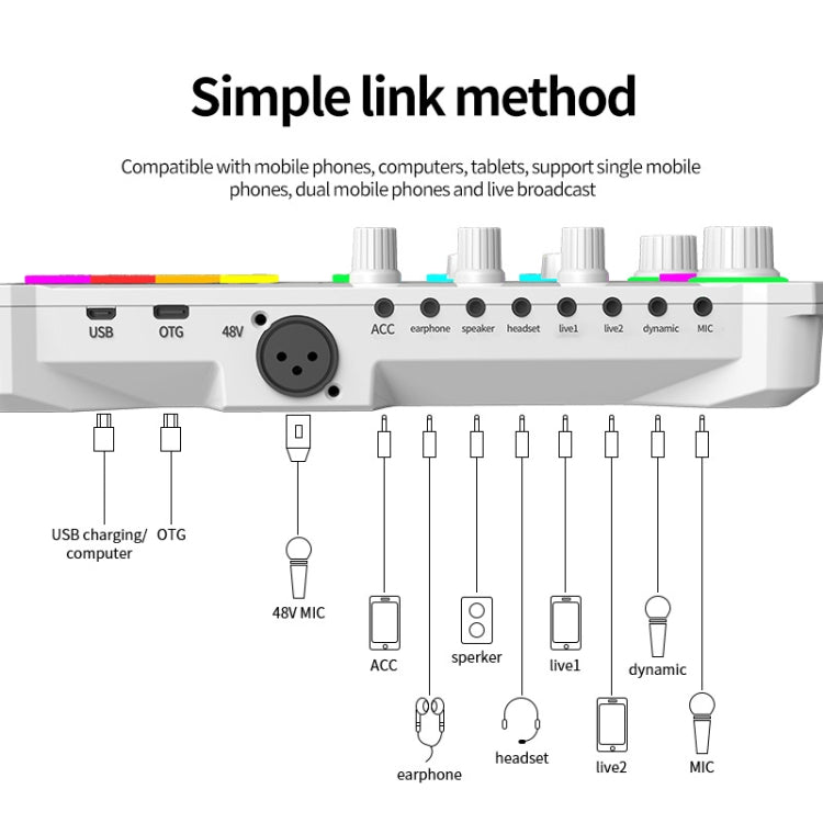 X10 Bluetooth Sound Card Studio Record With 48V XLR OTG Port Interface(White) - Live Sound Effects Processors by PMC Jewellery | Online Shopping South Africa | PMC Jewellery | Buy Now Pay Later Mobicred