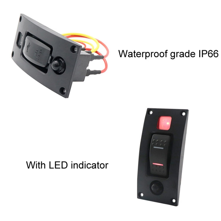 Marine Self-Locking Resetting Switch With Overload Protection Indicator Light Square 5V 3.4A Car Charging Panel - Marine Accessories & Parts by PMC TechLife | Online Shopping South Africa | PMC TechLife | Buy Now Pay Later Mobicred