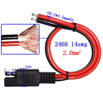 2pcs 20A Solar Car Battery SAE Power Extension Cable 100cm - DIY Cables by PMC Jewellery | Online Shopping South Africa | PMC Jewellery