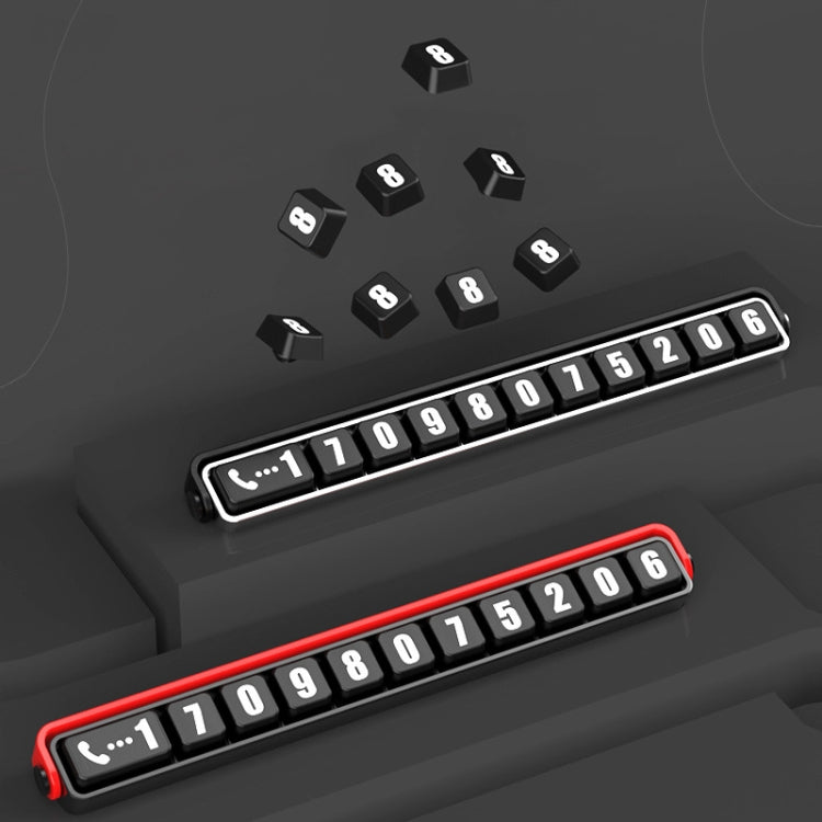 Aluminum Alloy Temporary Parking Number Plate Interior Decoration(Black Red) - free shipping - PMC TechLife - Order now!