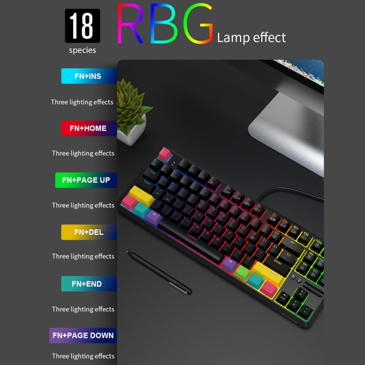 Ajazz K870T 87-Key Hot Swap Bluetooth/Wired Dual Mode RGB Backlight Office Game Mechanical Keyboard Green Shaft (Black) - Wireless Keyboard by Ajazz | Online Shopping South Africa | PMC Jewellery | Buy Now Pay Later Mobicred