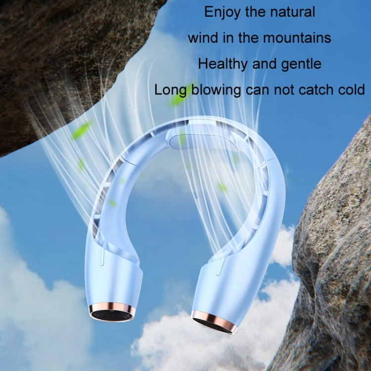 USB Charging Big Wind Cooling Leafless Hanging Neck Fan(Blue) - Electric Fans by PMC TechLife | Online Shopping South Africa | PMC TechLife | Buy Now Pay Later Mobicred