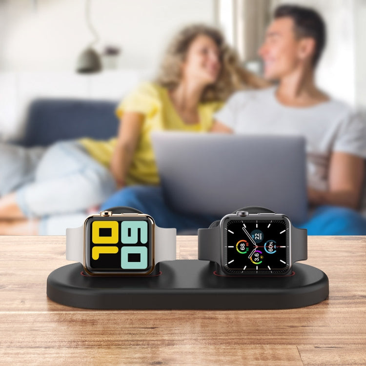 For Apple Watch / Earphone AhaStyle PT116 Universal Plastic Stand Dual Charging Storage Base(Black) - Charger / Holder by AhaStyle | Online Shopping South Africa | PMC TechLife | Buy Now Pay Later Mobicred