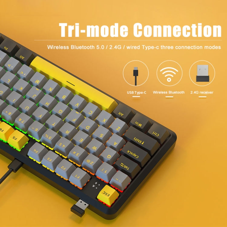 Ajazz K870T Pro 87 Keys Three Mode Wireless/Bluetooth/Wired Pluggable RGB Mechanical Keyboard Red Shaft (White) - free shipping - PMC Jewellery - Order now!