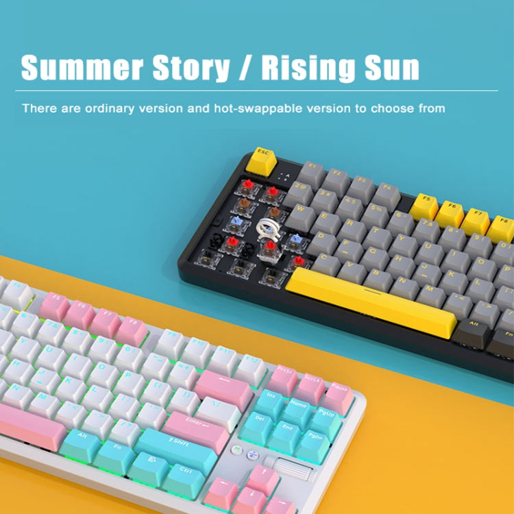 Ajazz K870T Pro 87 Keys Three Mode Wireless/Bluetooth/Wired Pluggable RGB Mechanical Keyboard Red Shaft (White) - free shipping - PMC Jewellery - Order now!