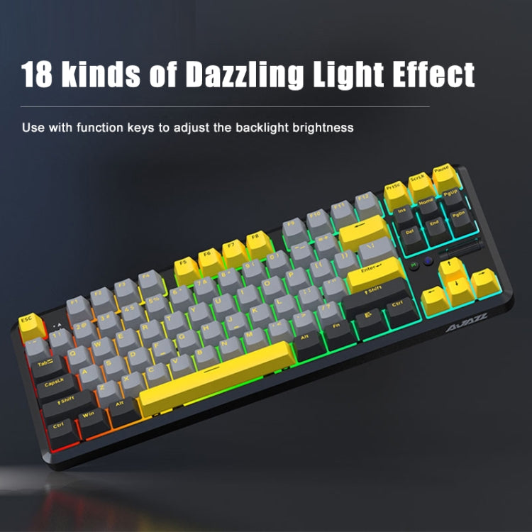 Ajazz K870T Pro 87 Keys Three Mode Wireless/Bluetooth/Wired Pluggable RGB Mechanical Keyboard Red Shaft (Black) - free shipping - PMC Jewellery - Order now!