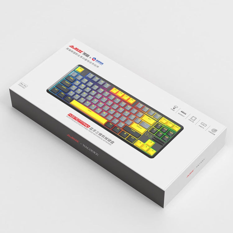 Ajazz K870T Pro 87 Keys Three Mode Wireless/Bluetooth/Wired Pluggable RGB Mechanical Keyboard Red Shaft (White) - free shipping - PMC Jewellery - Order now!