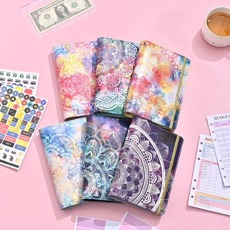 A6 Mandala Binder Financial Plan Notebook PU Leather Cash Budget Book(Fantasy Purple) - Notebooks by PMC TechLife | Online Shopping South Africa | PMC TechLife