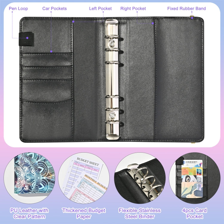 A6 Mandala Binder Financial Plan Notebook PU Leather Cash Budget Book(Fantasy Purple) - Notebooks by PMC TechLife | Online Shopping South Africa | PMC TechLife