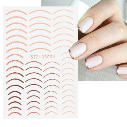 Gold Silver Manicure Stickers Imitation Metal Line Adhesive Nail Stickers(Stz-GS005 Rose Gold) - Nail Stickers by PMC Jewellery | Online Shopping South Africa | PMC Jewellery | Buy Now Pay Later Mobicred