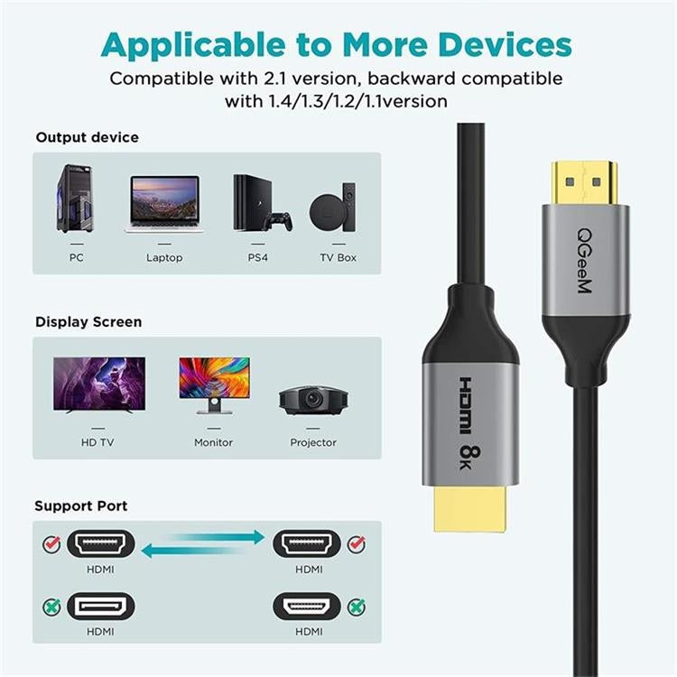 QGeeM QG-AV17 HDMI To HDMI Connection Cable Support 8K&60Hz 3m Length - Cable by QGeeM | Online Shopping South Africa | PMC Jewellery | Buy Now Pay Later Mobicred