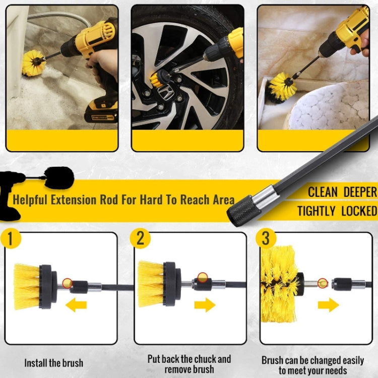 31pcs/set Electric Drill Brush Kitchen Bathroom Wall Cleaning Set(Yellow) - Sponges, Cloths & Brushes by PMC TechLife | Online Shopping South Africa | PMC TechLife | Buy Now Pay Later Mobicred