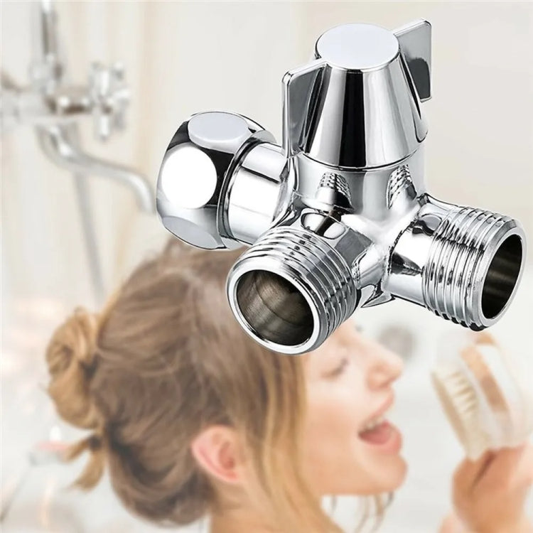 Double Handle Brass 3 Way Shower Arm Diverter Valve Hand Held Showerhead Shower Splitter - Shower Head by PMC Jewellery | Online Shopping South Africa | PMC Jewellery