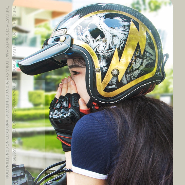 SOMAN Motorcycle Four Seasons Carbon Fiber Half Helmet, Color: Carbon Fiber Gold Lightning(S) - Helmets by SOMAN | Online Shopping South Africa | PMC Jewellery | Buy Now Pay Later Mobicred