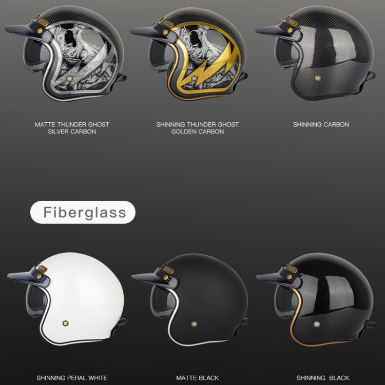 SOMAN Motorcycle Four Seasons Carbon Fiber Half Helmet, Color: Carbon Fiber Silver Lightning(XXL) - Helmets by SOMAN | Online Shopping South Africa | PMC Jewellery | Buy Now Pay Later Mobicred