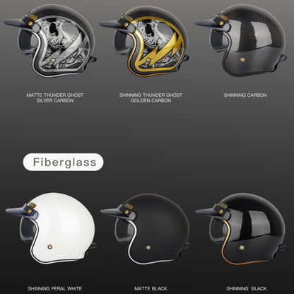 SOMAN Motorcycle Four Seasons Carbon Fiber Half Helmet, Color: FRP Bright Black(S) - Helmets by SOMAN | Online Shopping South Africa | PMC Jewellery | Buy Now Pay Later Mobicred