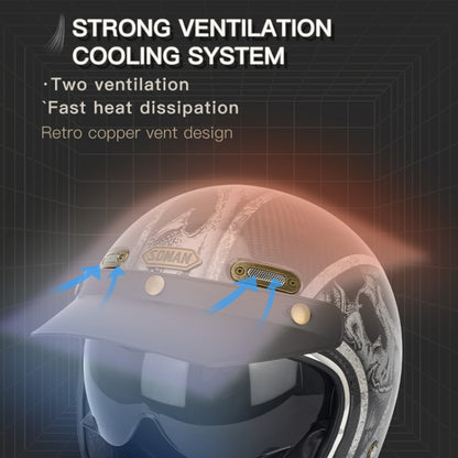 SOMAN Motorcycle Four Seasons Carbon Fiber Half Helmet, Color: FRP Bright Black(XL) - Helmets by SOMAN | Online Shopping South Africa | PMC Jewellery | Buy Now Pay Later Mobicred