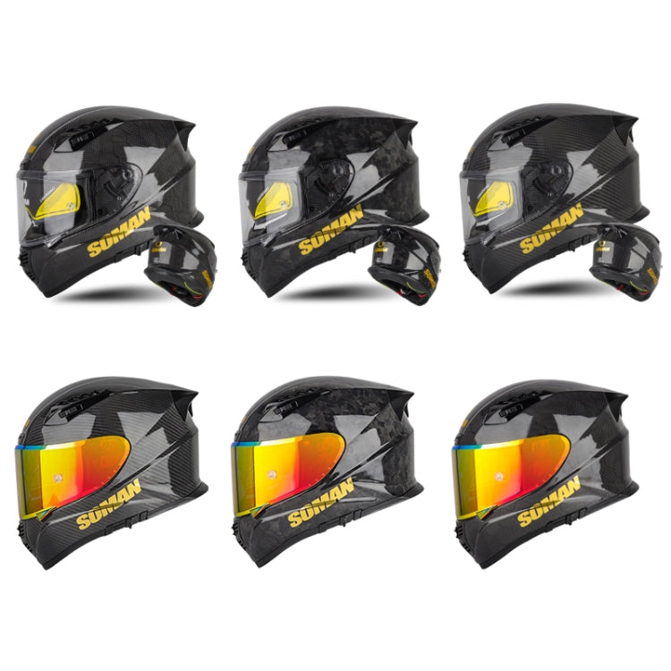 SOMAN Motorcycle Carbon Fiber Double Lens Thermal Safety Helmet, Size: L(Snake Carbon Fiber REVO) - Helmets by SOMAN | Online Shopping South Africa | PMC Jewellery | Buy Now Pay Later Mobicred