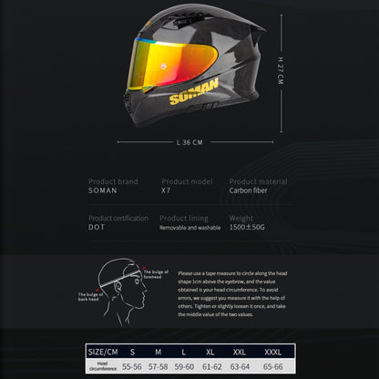 SOMAN Motorcycle Carbon Fiber Double Lens Thermal Safety Helmet, Size: XL(Cheetah Print) - Helmets by SOMAN | Online Shopping South Africa | PMC Jewellery | Buy Now Pay Later Mobicred