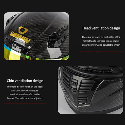 SOMAN Motorcycle Carbon Fiber Double Lens Thermal Safety Helmet, Size: XL(Snake Carbon Fiber REVO) - Helmets by SOMAN | Online Shopping South Africa | PMC Jewellery | Buy Now Pay Later Mobicred