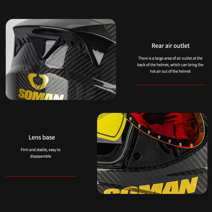 SOMAN Motorcycle Carbon Fiber Double Lens Thermal Safety Helmet, Size: XXL(Cheetah Print) - Helmets by SOMAN | Online Shopping South Africa | PMC Jewellery | Buy Now Pay Later Mobicred