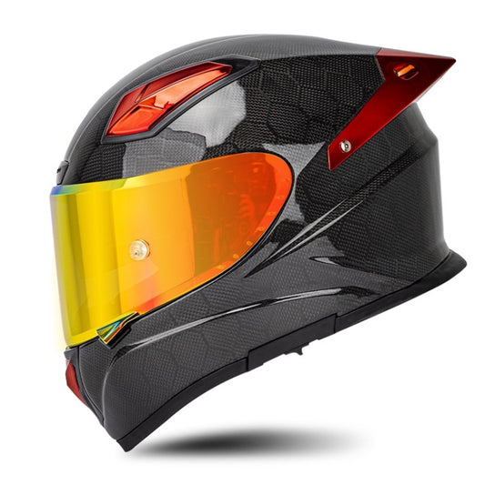 SOMAN Four Seasons Full Cover Motorcycle Helmet, Size: L(Snake Carbon Fiber Red) - Helmets by SOMAN | Online Shopping South Africa | PMC Jewellery | Buy Now Pay Later Mobicred