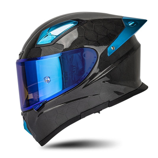SOMAN Four Seasons Full Cover Motorcycle Helmet, Size: L(Snake Carbon Fiber Blue) - Helmets by SOMAN | Online Shopping South Africa | PMC Jewellery | Buy Now Pay Later Mobicred