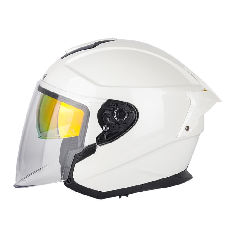 SOMAN Motorcycle Electric Bicycle Dual Lens Riding Helmet, Size: M(Pearl White) - free shipping - PMC TechLife - Order now!