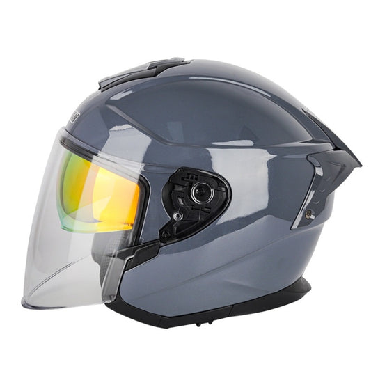 SOMAN Motorcycle Electric Bicycle Dual Lens Riding Helmet, Size: XL(Cement Gray) - Helmets by SOMAN | Online Shopping South Africa | PMC Jewellery | Buy Now Pay Later Mobicred