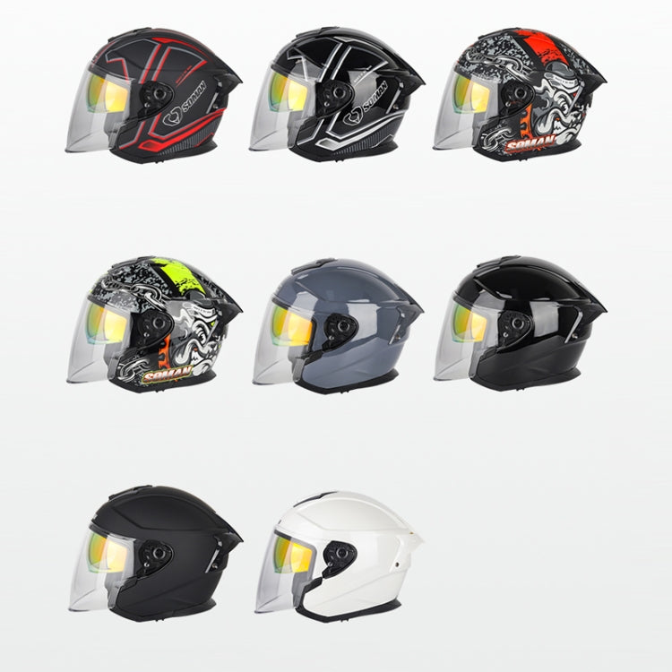SOMAN Motorcycle Electric Bicycle Dual Lens Riding Helmet, Size: XL(Bright Back) - Helmets by SOMAN | Online Shopping South Africa | PMC Jewellery | Buy Now Pay Later Mobicred