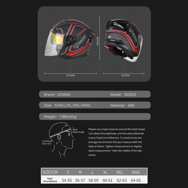 SOMAN Motorcycle Electric Bicycle Dual Lens Riding Helmet, Size: M(Matte Black) - free shipping - PMC TechLife - Order now!