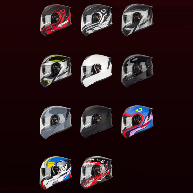 SOMAN Racing Motorcycle Double Lens Riding Safety Helmet, Size: M(Pearl White) - free shipping - PMC TechLife - Order now!