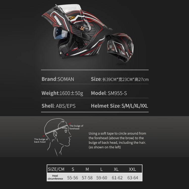 SOMAN Motorcycle Dual Lens Riding Peel-Off Full Coverage Helmet, Size: XL(Bright Black) - free shipping - PMC TechLife - Order now!