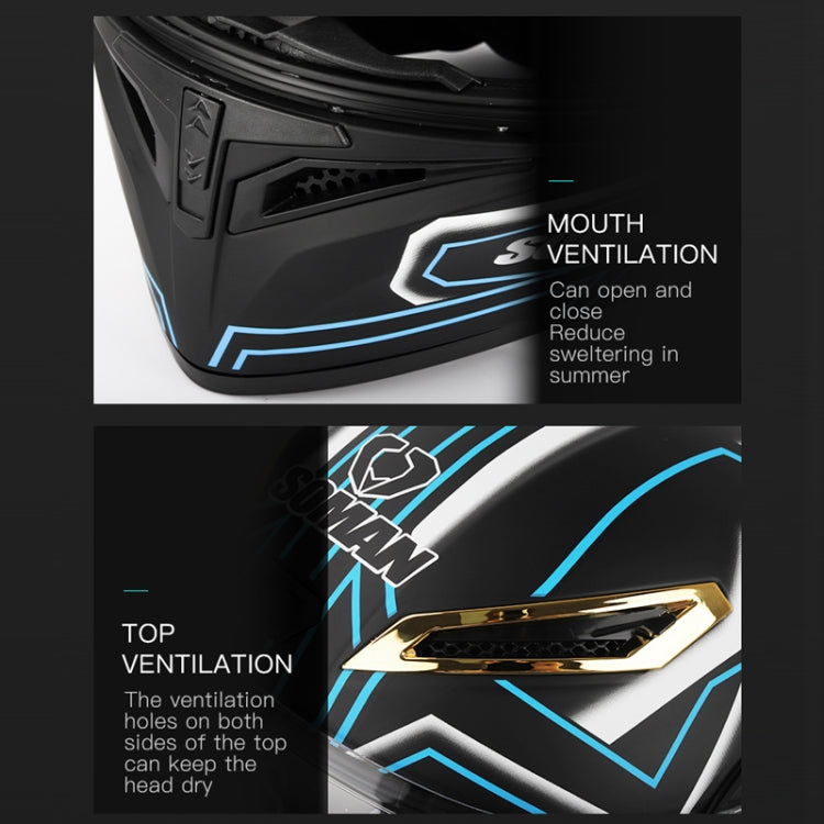 SOMAN Motorcycle Dual Lens Riding Peel-Off Full Coverage Helmet, Size: M(Sapphire Vision) - free shipping - PMC TechLife - Order now!
