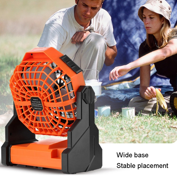 Outdoor Infinitely Variable Speed Portable Large Wind Charging Camping Lighting Fan(Black Orange) - Electric Fans by PMC TechLife | Online Shopping South Africa | PMC TechLife | Buy Now Pay Later Mobicred