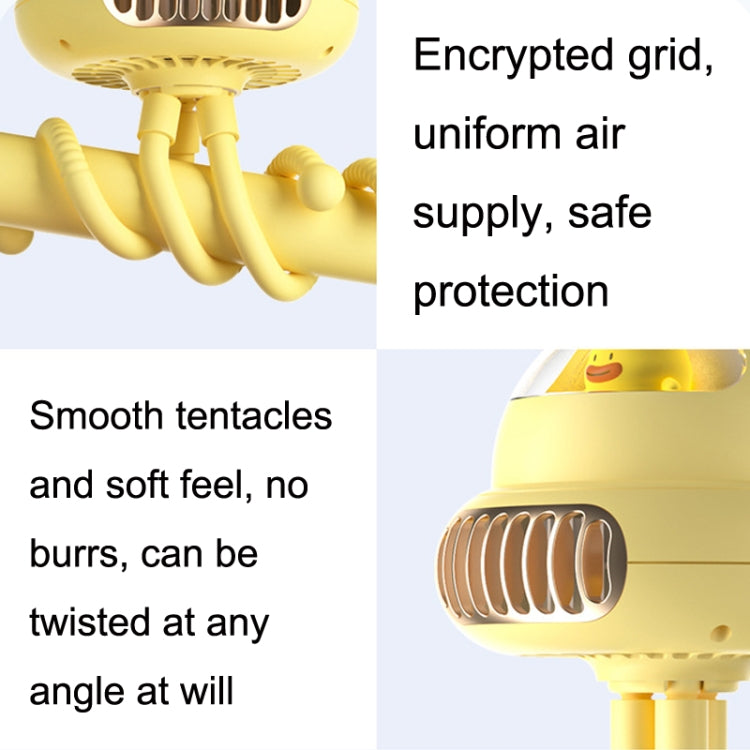 Shaking Head Stroller Fan Leafless Octopus Mute Portable Mini Fan Normal Version (Yellow) - Electric Fans by PMC TechLife | Online Shopping South Africa | PMC TechLife | Buy Now Pay Later Mobicred