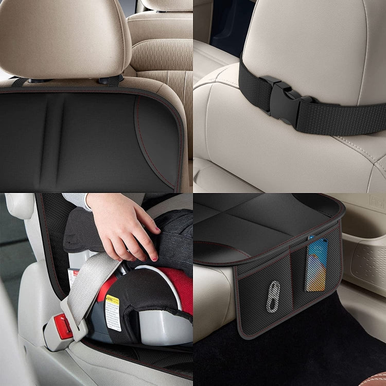 2pcs Child Car Seat Protector Non-Slip Base Material + Waterproof 600D Fabric(Black Line) - Seat Accessories by PMC Jewellery | Online Shopping South Africa | PMC Jewellery | Buy Now Pay Later Mobicred