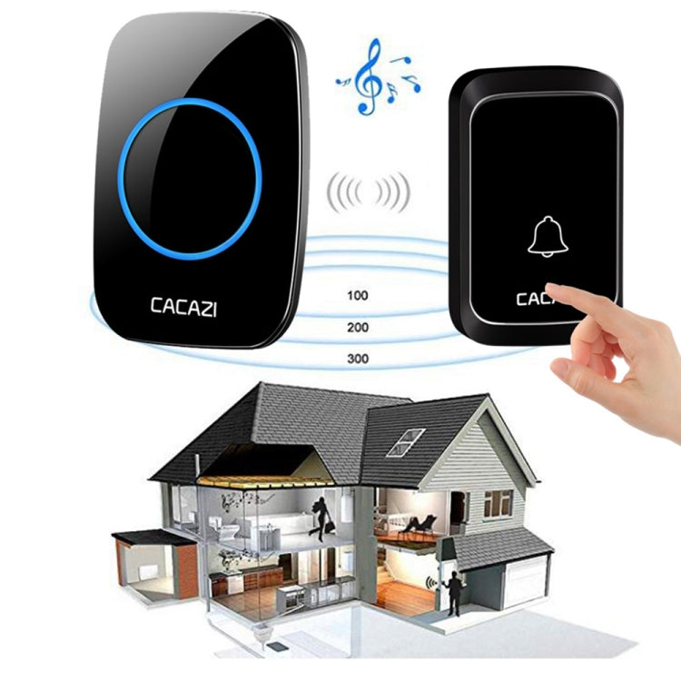 CACAZI A06-DC 1 To 1 Battery Type Smart Home Wireless Waterproof Music Doorbell(Black) - Wireless Doorbell by CACAZI | Online Shopping South Africa | PMC Jewellery | Buy Now Pay Later Mobicred